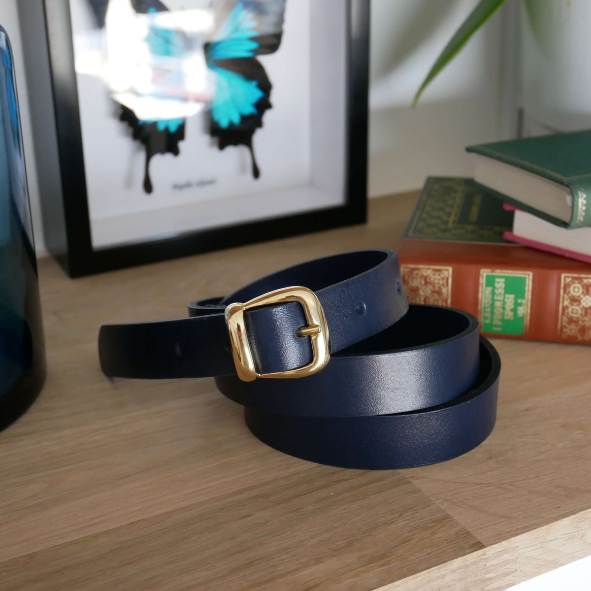 Ceinture fine femme Huguette – Boucle double dorée