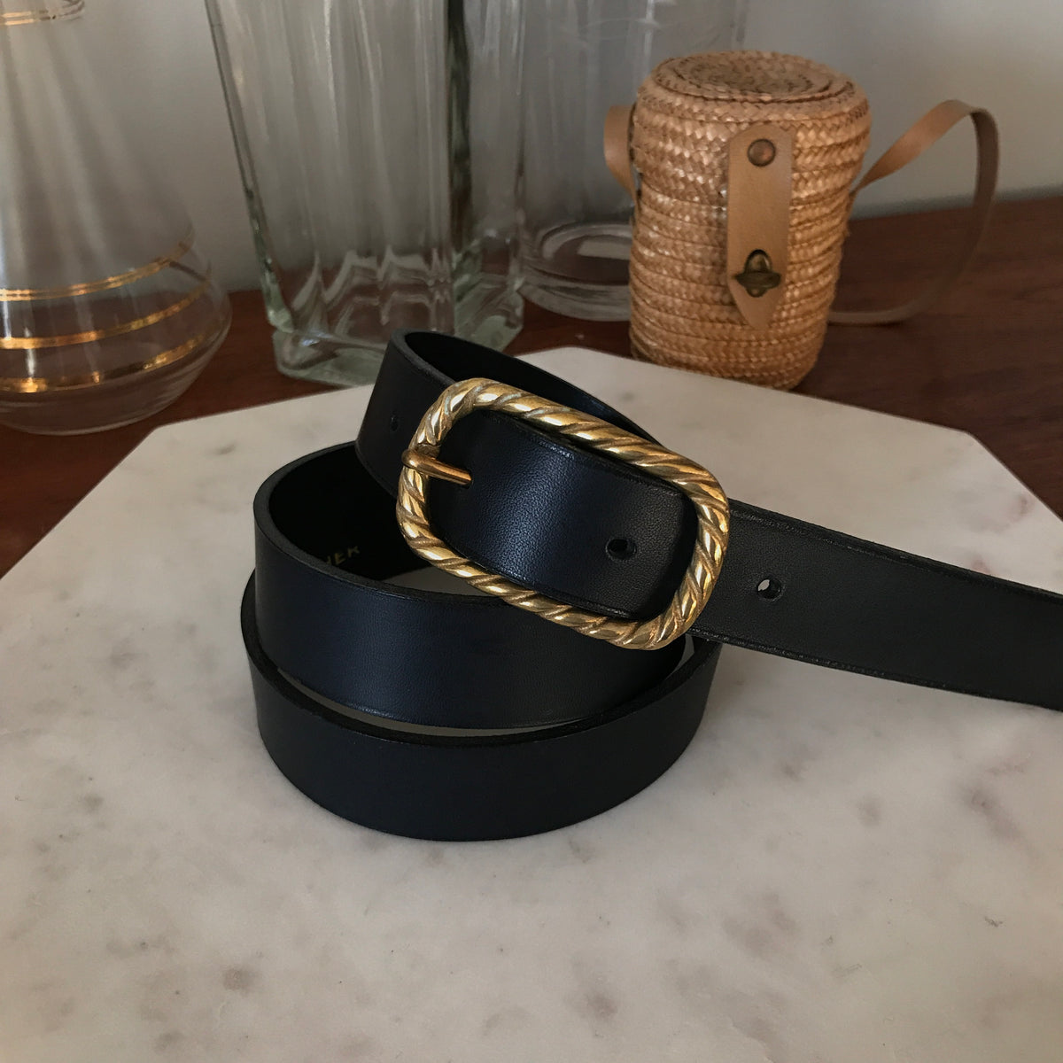 Ceinture femme Louise en cuir – Boucle torsadée, 2,5 cm